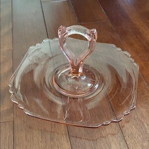 Vintage Pink Glass Serving Tray